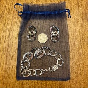Grace Adele earring and bracelet set silver chain design